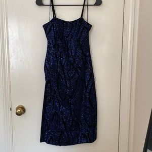 Black Velvet Spaghetti Strap with Blue Rhinestones Slip Dress Jr Sz 3-4